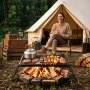 VEVOR Parrilla Portátil Plegable de Acero al Carbono 758 x 383 x 235 mm, Contacto Directo con Alimentos, Con Patas y Asas, Soporta hasta 600 °C, para Asar al Aire Libre, Camping, Jardín, Negro