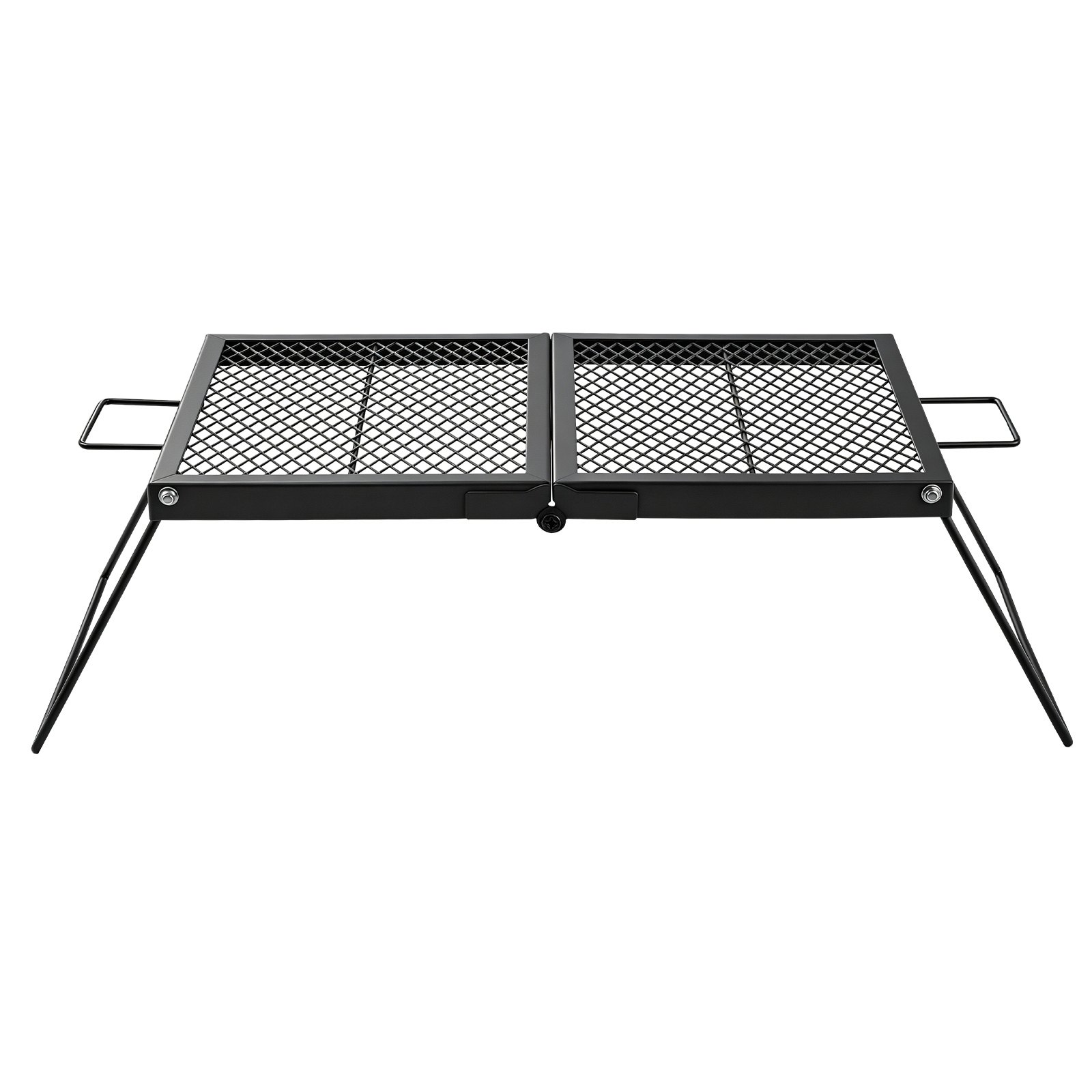 VEVOR Parrilla Portátil Plegable de Acero al Carbono 758 x 383 x 235 mm, Contacto Directo con Alimentos, Con Patas y Asas, Soporta hasta 600 °C, para Asar al Aire Libre, Camping, Jardín, Negro