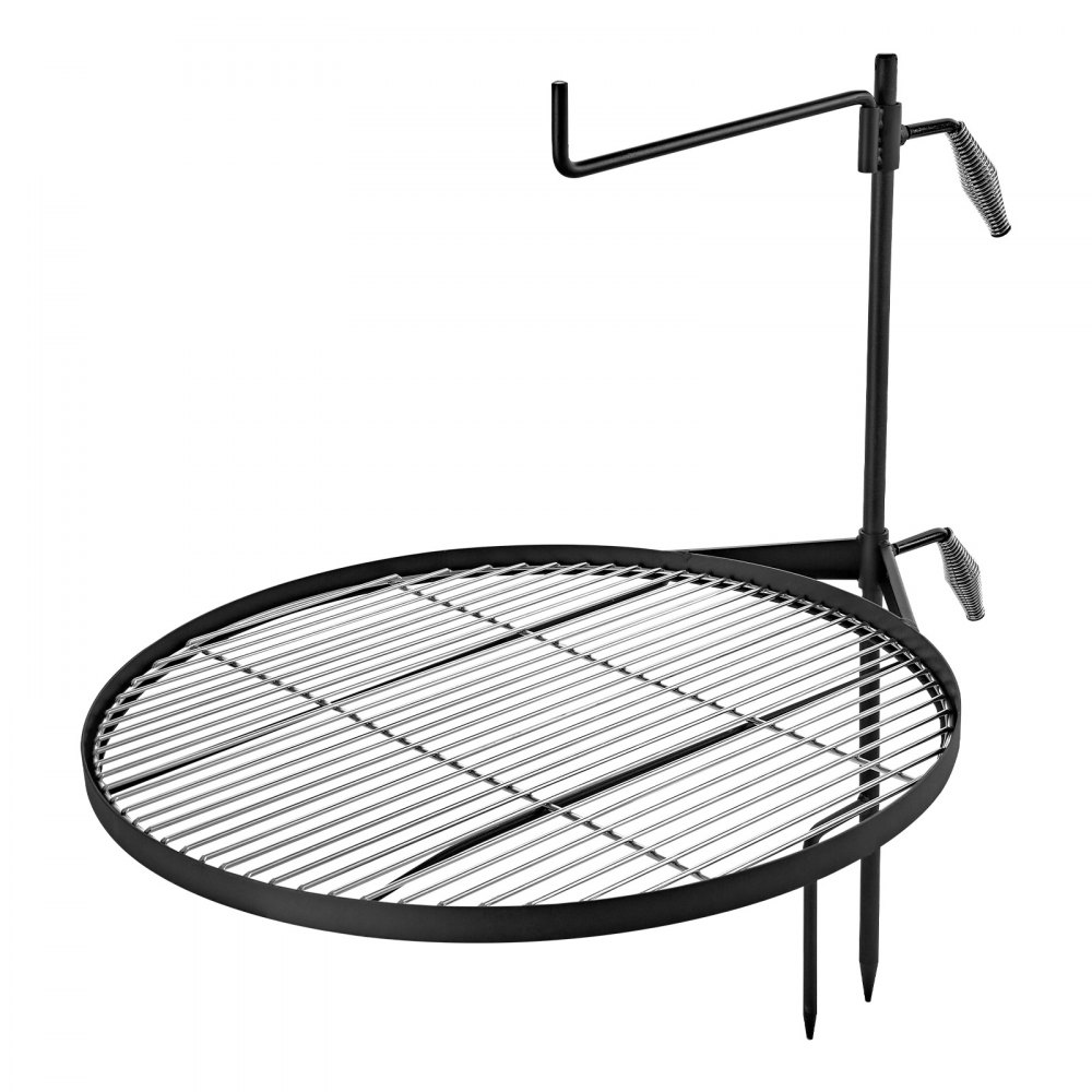 VEVOR Parrilla Redonda para Hoguera 620 mm Giratoria de Acero al Carbono, Parrilla para Fogatas, Con Soporte en Forma de Z, Portátil, Soporta hasta 600°C, para Fuego Abierto, Camping, Jardín, Negro