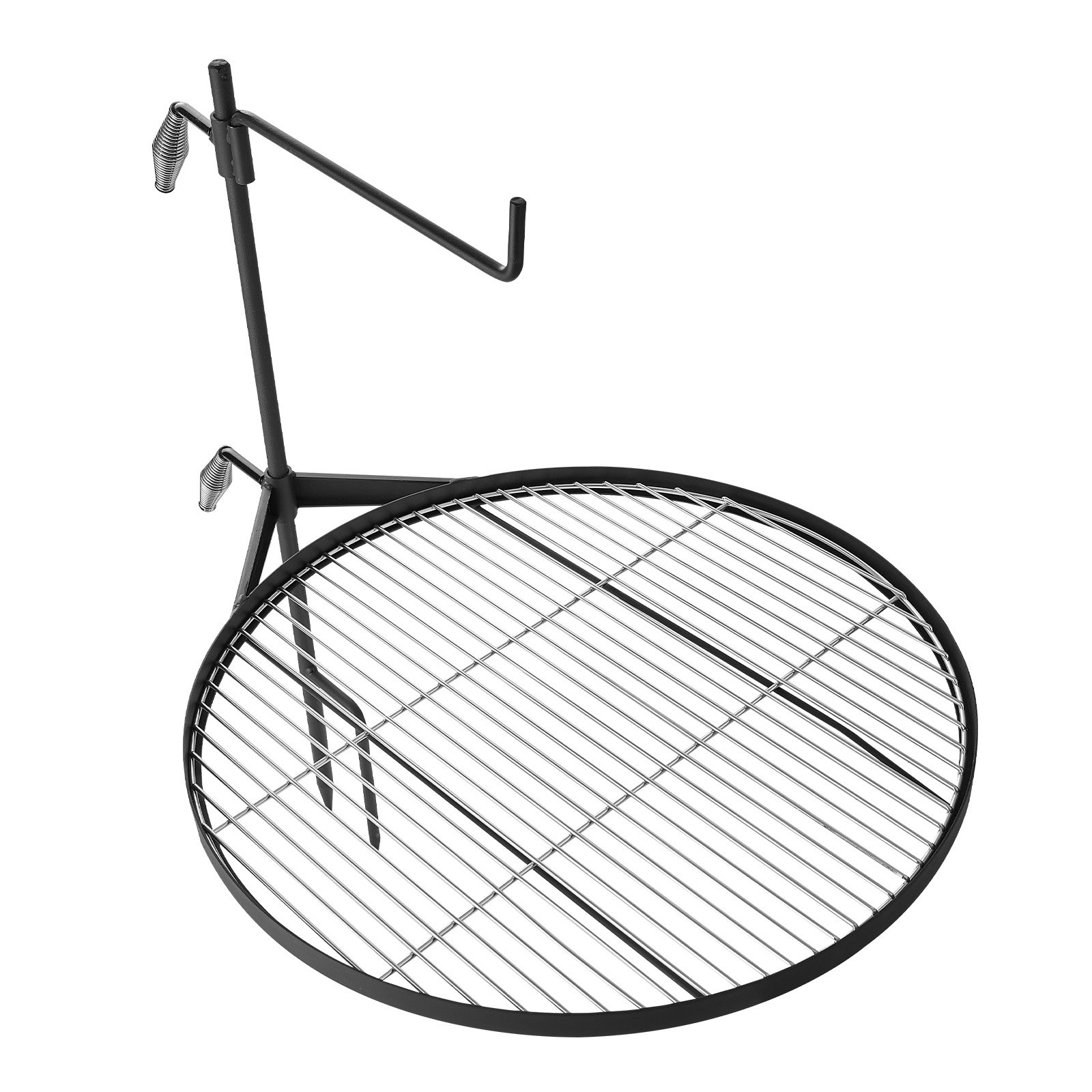 VEVOR Parrilla Redonda para Hoguera 620 mm Giratoria de Acero al Carbono, Parrilla para Fogatas, Con Soporte en Forma de Z, Portátil, Soporta hasta 600°C, para Fuego Abierto, Camping, Jardín, Negro