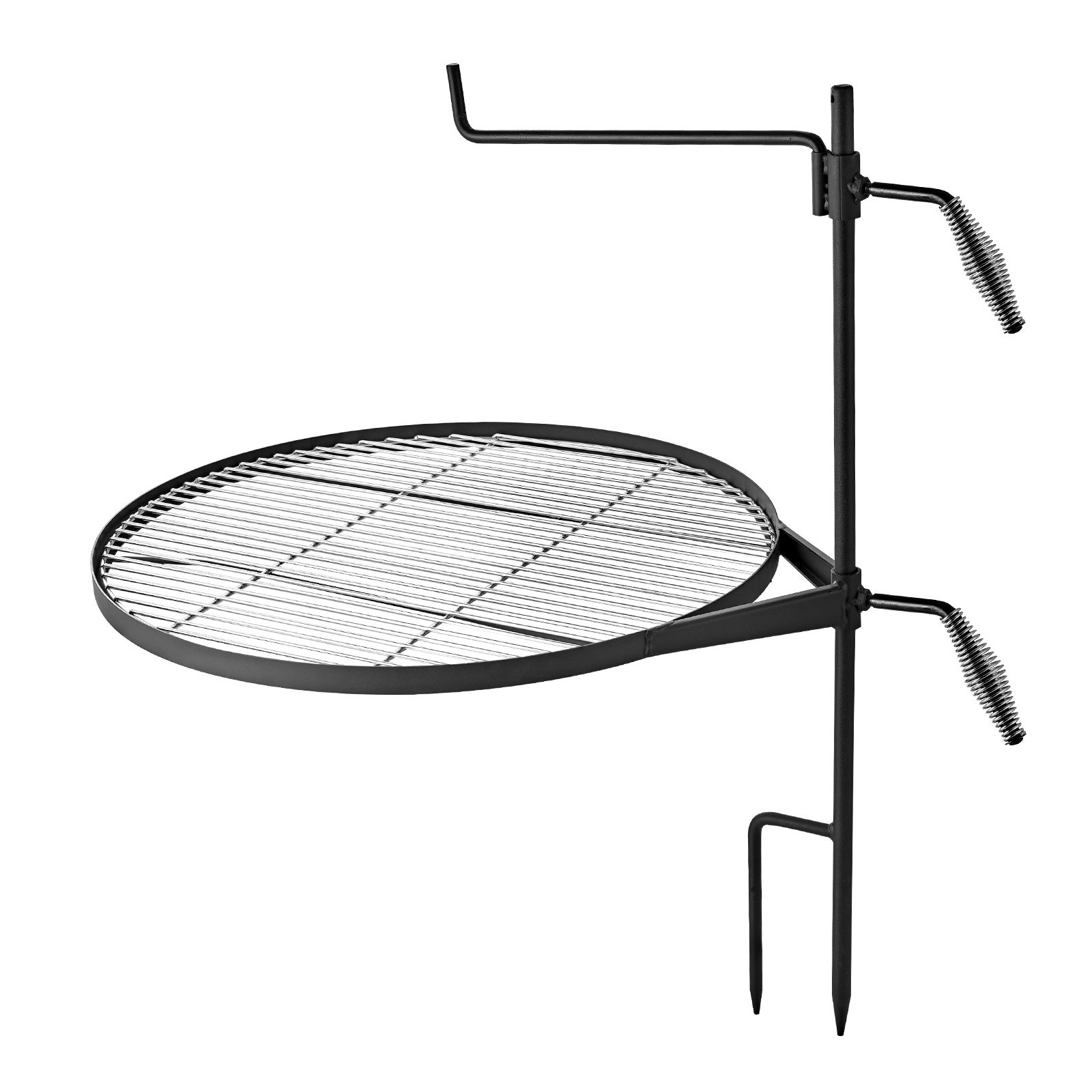 VEVOR Parrilla Redonda para Hoguera 620 mm Giratoria de Acero al Carbono, Parrilla para Fogatas, Con Soporte en Forma de Z, Portátil, Soporta hasta 600°C, para Fuego Abierto, Camping, Jardín, Negro