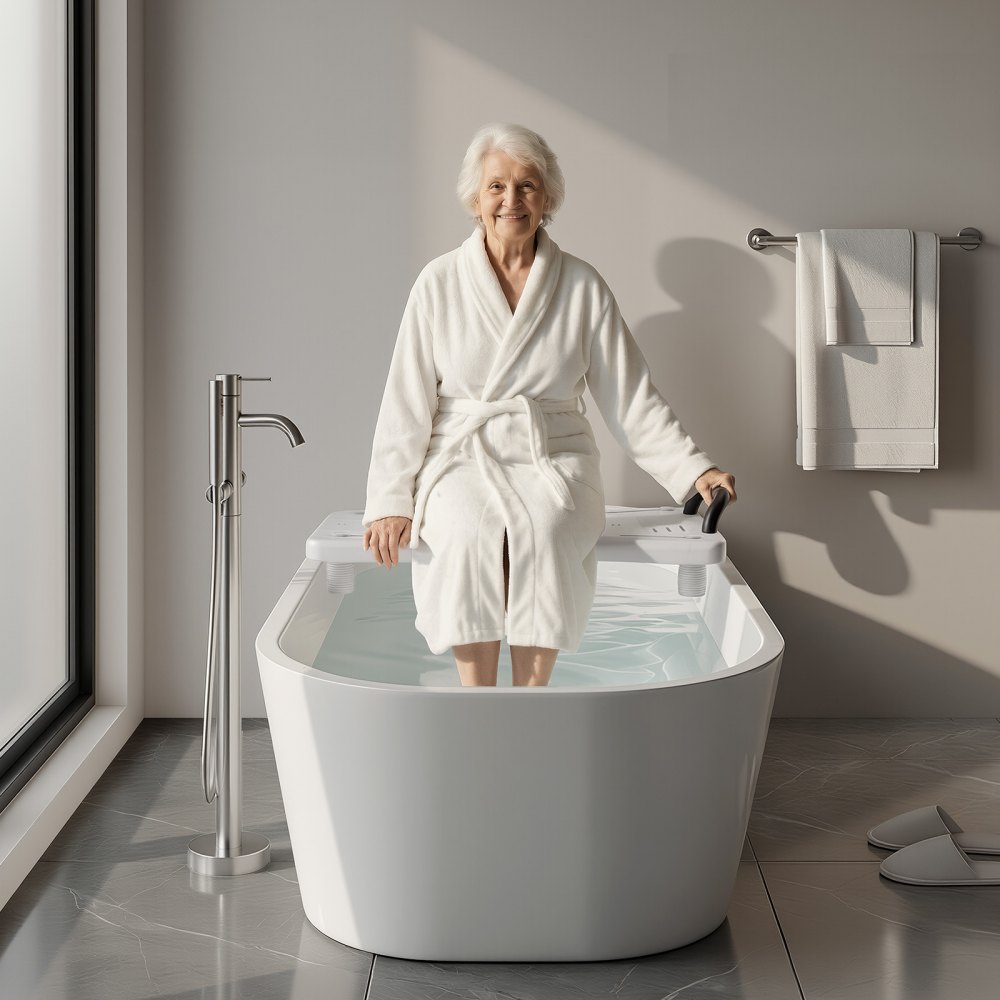 VEVOR Tabla de Bañera Ajustable 41-62 cm, Asiento de Bañera con Mango Carga de 150 kg, Silla de Bañera con Patas Antideslizantes Ajustables para Adultos, Personas Mayores, Personas con Discapacidad