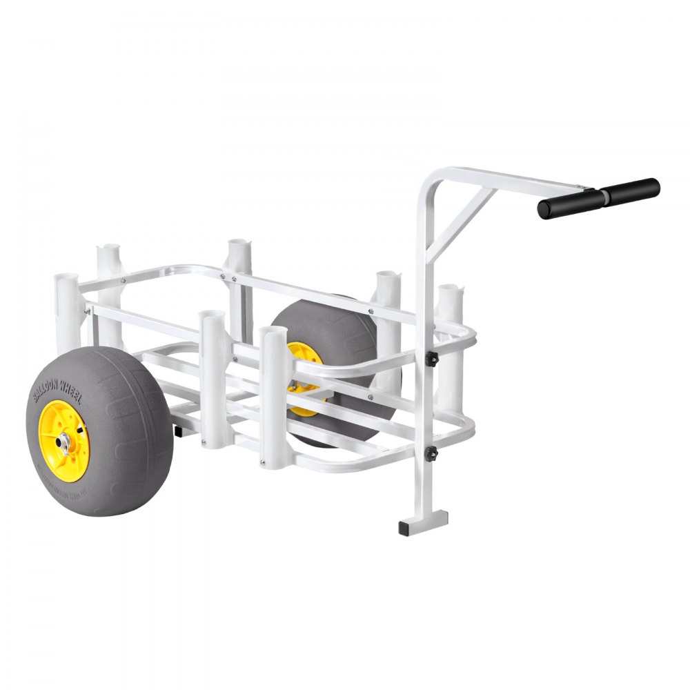 VEVOR Carro de Pesca para Playa con Ruedas Inflables de PU 330 mm y Portacañas, 7 Soportes para Cañas, Carrito para Playa de Acero al Carbono con Capacidad de 90 kg, Transporte para Camping Exteriores