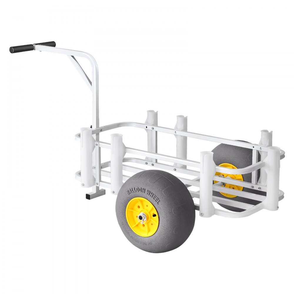 VEVOR Carro de Pesca para Playa con Ruedas Inflables de PU 330 mm y Portacañas, 7 Soportes para Cañas, Carrito para Playa de Acero al Carbono con Capacidad de 90 kg, Transporte para Camping Exteriores