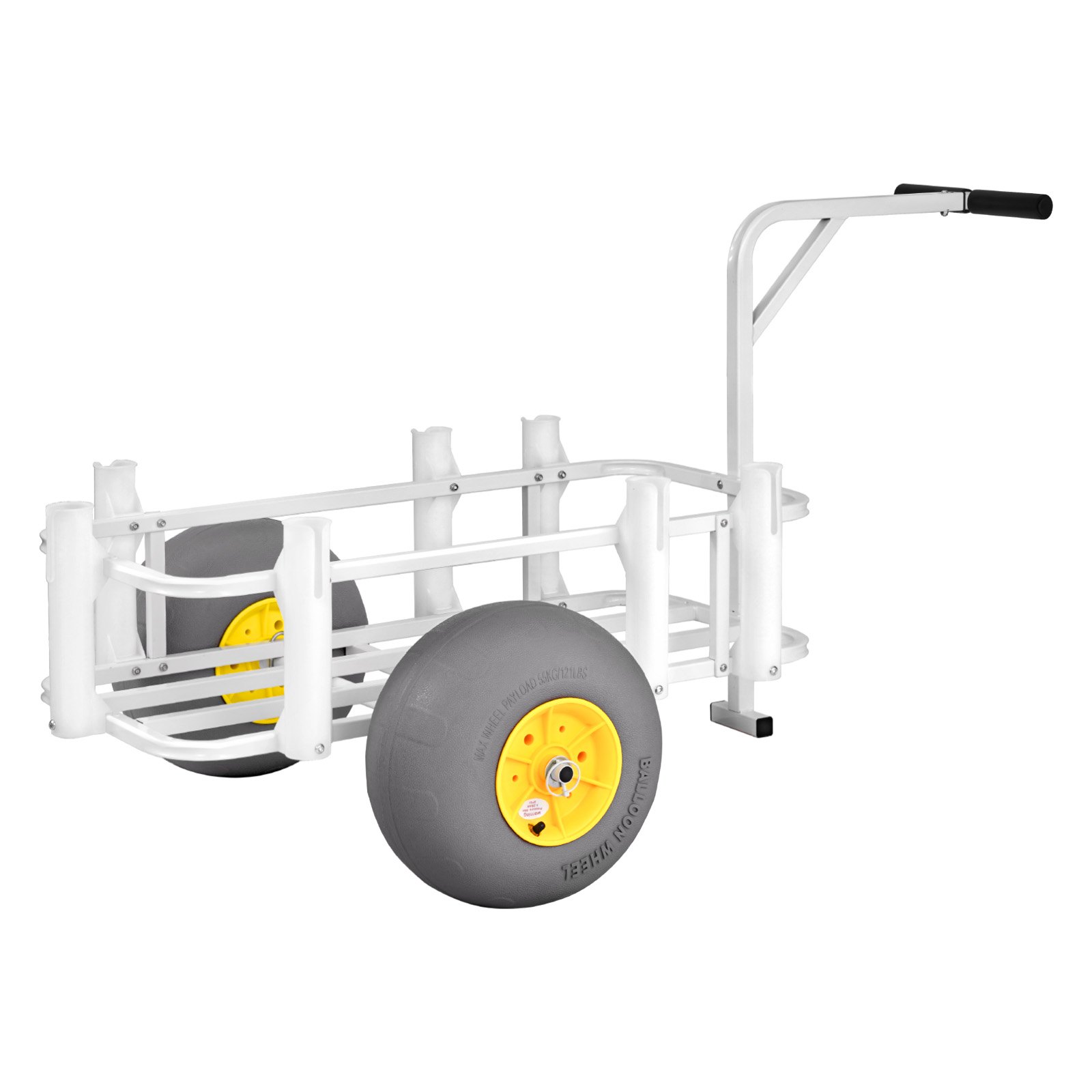 VEVOR Carro de Pesca para Playa con Ruedas Inflables de PU 330 mm y Portacañas, 7 Soportes para Cañas, Carrito para Playa de Acero al Carbono con Capacidad de 90 kg, Transporte para Camping Exteriores