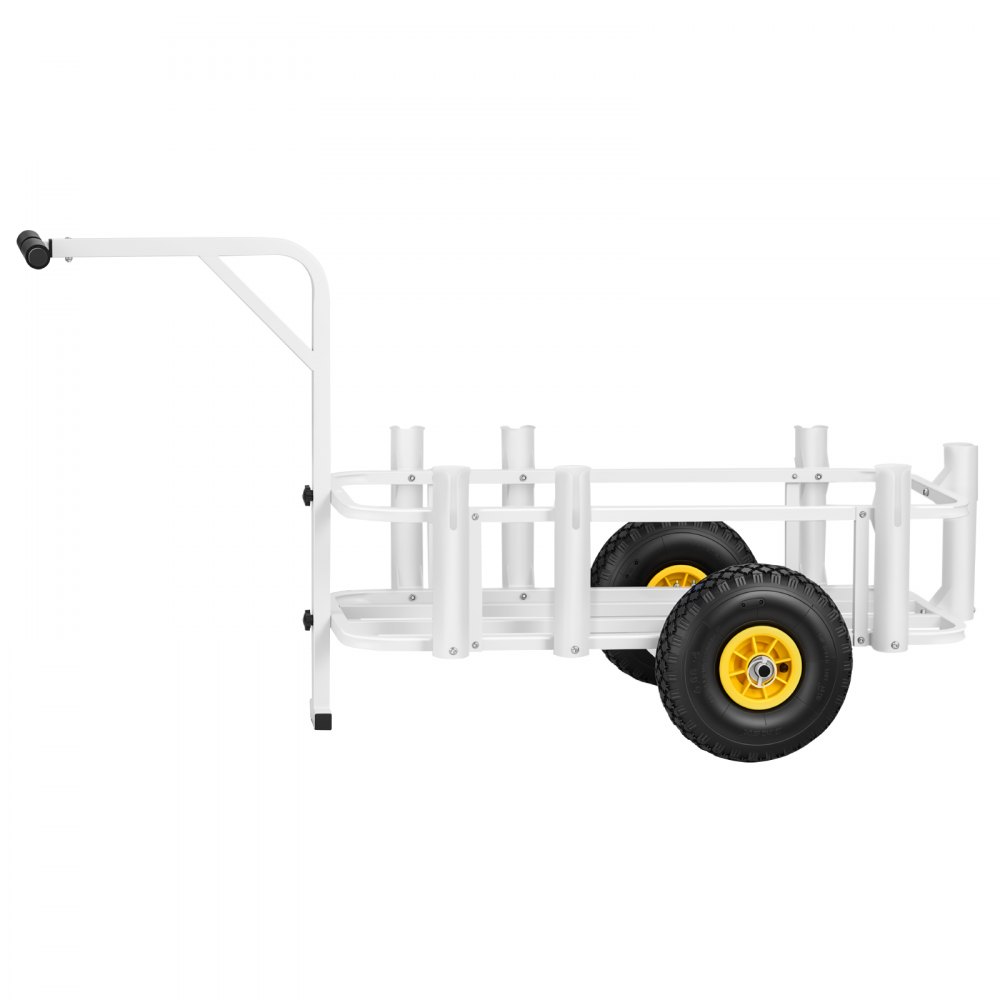 VEVOR Carro de Pesca para Playa con Ruedas de Goma de 280 mm y 7 Portacañas, Carrito para Playa Todoterreno de Acero al Carbono con Capacidad de Carga 90,7 kg para Camping, Arena, Césped y Transporte
