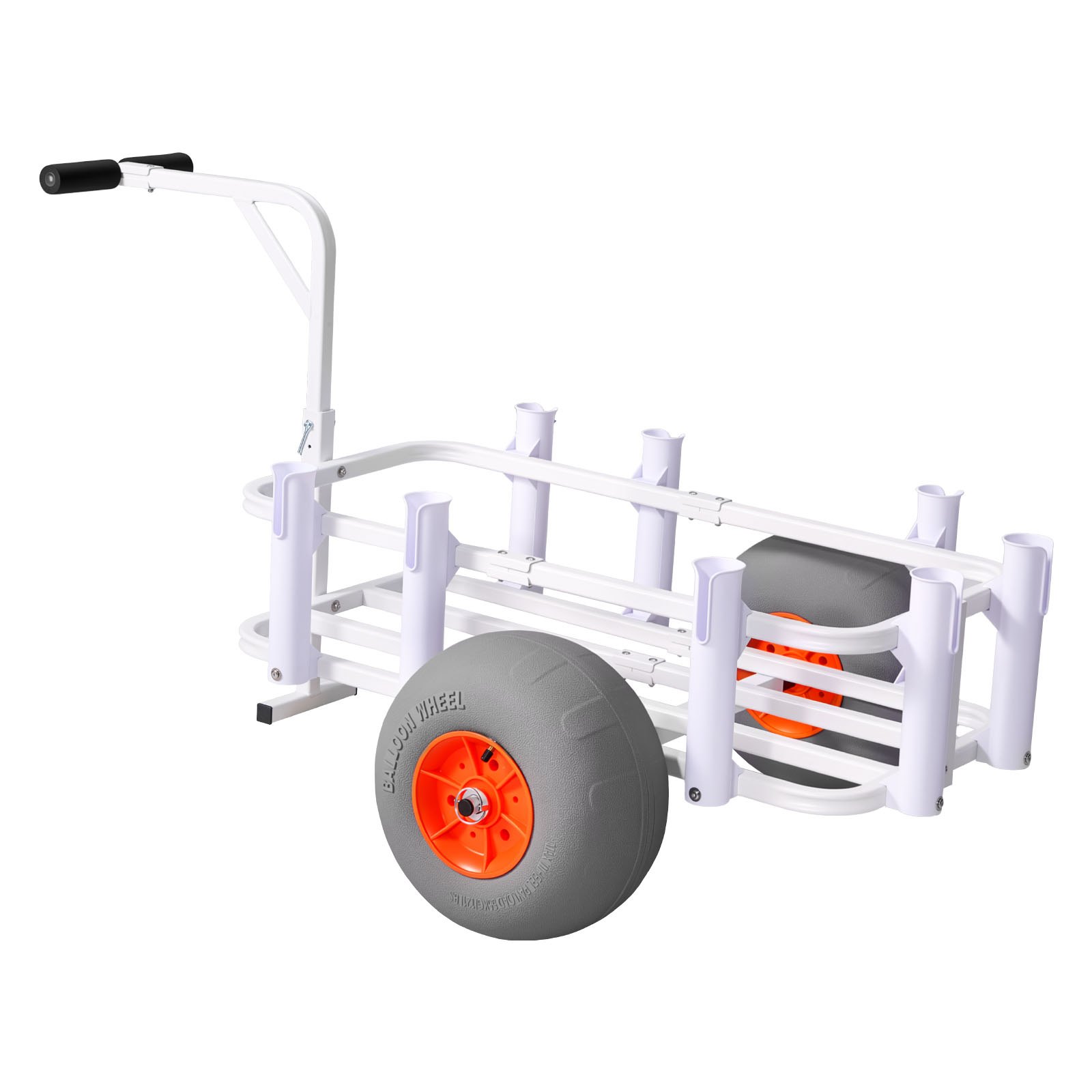 VEVOR Carro de Pesca para Playa con Ruedas Inflables de PU de 330 mm y 8 Portacañas, Carrito para Playa de Aleación de Aluminio con Capacidad de 136 kg para Picnic, Pesca, Arena, Transporte y Camping