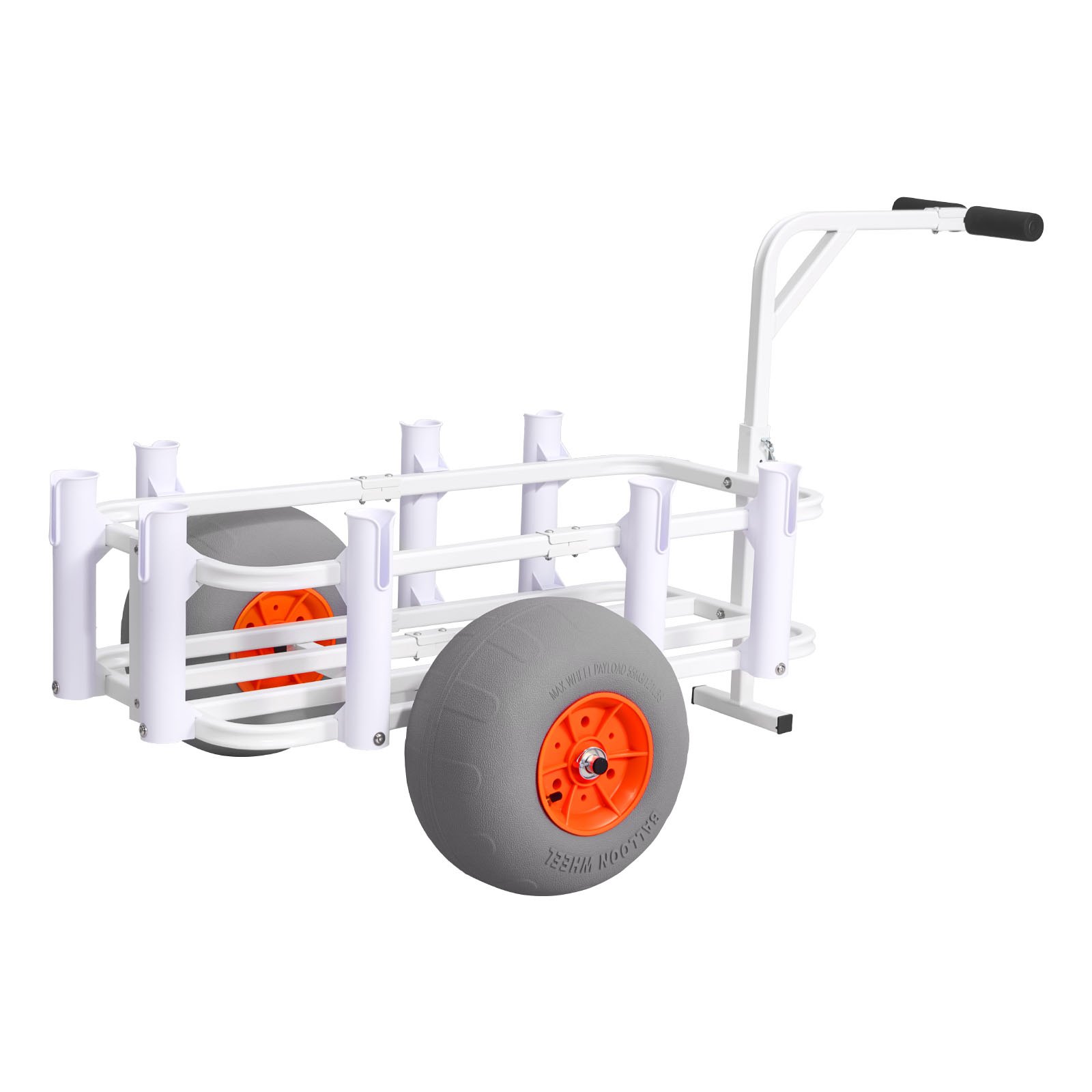 VEVOR Carro de Pesca para Playa con Ruedas Inflables de PU de 330 mm y 8 Portacañas, Carrito para Playa de Aleación de Aluminio con Capacidad de 136 kg para Picnic, Pesca, Arena, Transporte y Camping