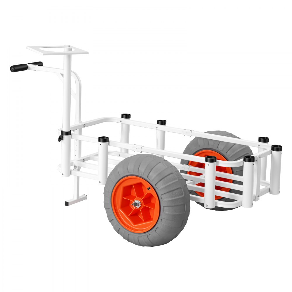 VEVOR Carro de Pesca para Playa con Ruedas de PU de 420 mm y 8 Soportes para Cañas, Carrito para Playa Todoterreno de Aleación de Aluminio con Capacidad de 159 kg para Picnic, Transporte y Camping