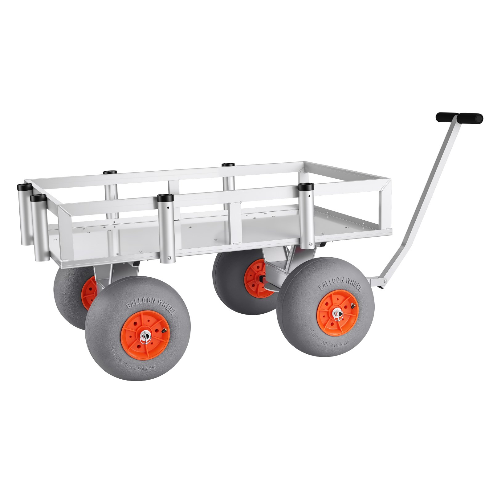 VEVOR Carro de Pesca para Playa con Ruedas Inflables de PU 330 mm y Portacañas, Carrito para Playa de Aluminio con Capacidad de 159 kg, 6 Soportes para Cañas, Transporte para Camping y Exteriores