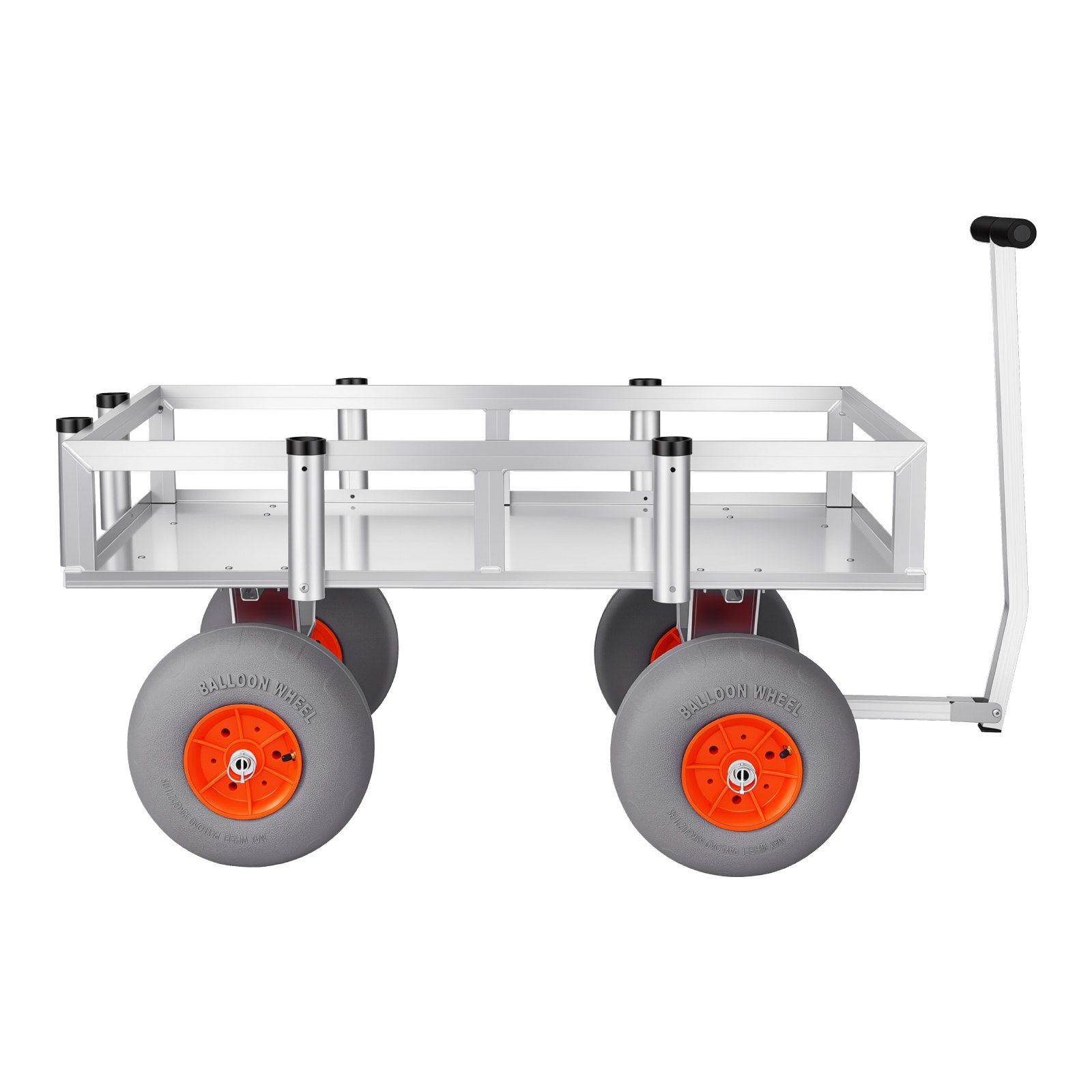 VEVOR Carro de Pesca para Playa con Ruedas Inflables de PU 330 mm y Portacañas, Carrito para Playa de Aluminio con Capacidad de 159 kg, 6 Soportes para Cañas, Transporte para Camping y Exteriores