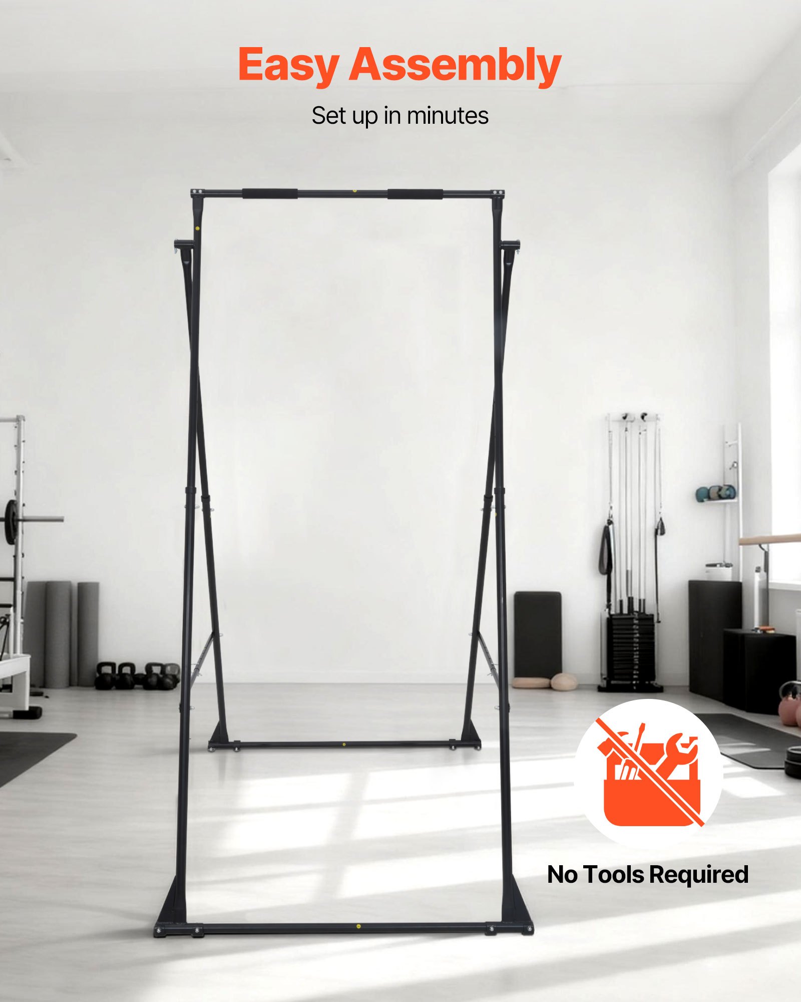 VEVOR Soporte de Yoga con Estructura para Columpio, Capacidad de Carga Máxima de 200 kg, Espuma EVA, Ajuste Horizontal de 4 Posiciones y Ajuste Vertical de 6 Posiciones, 1750 x 1300 x 2400 mm