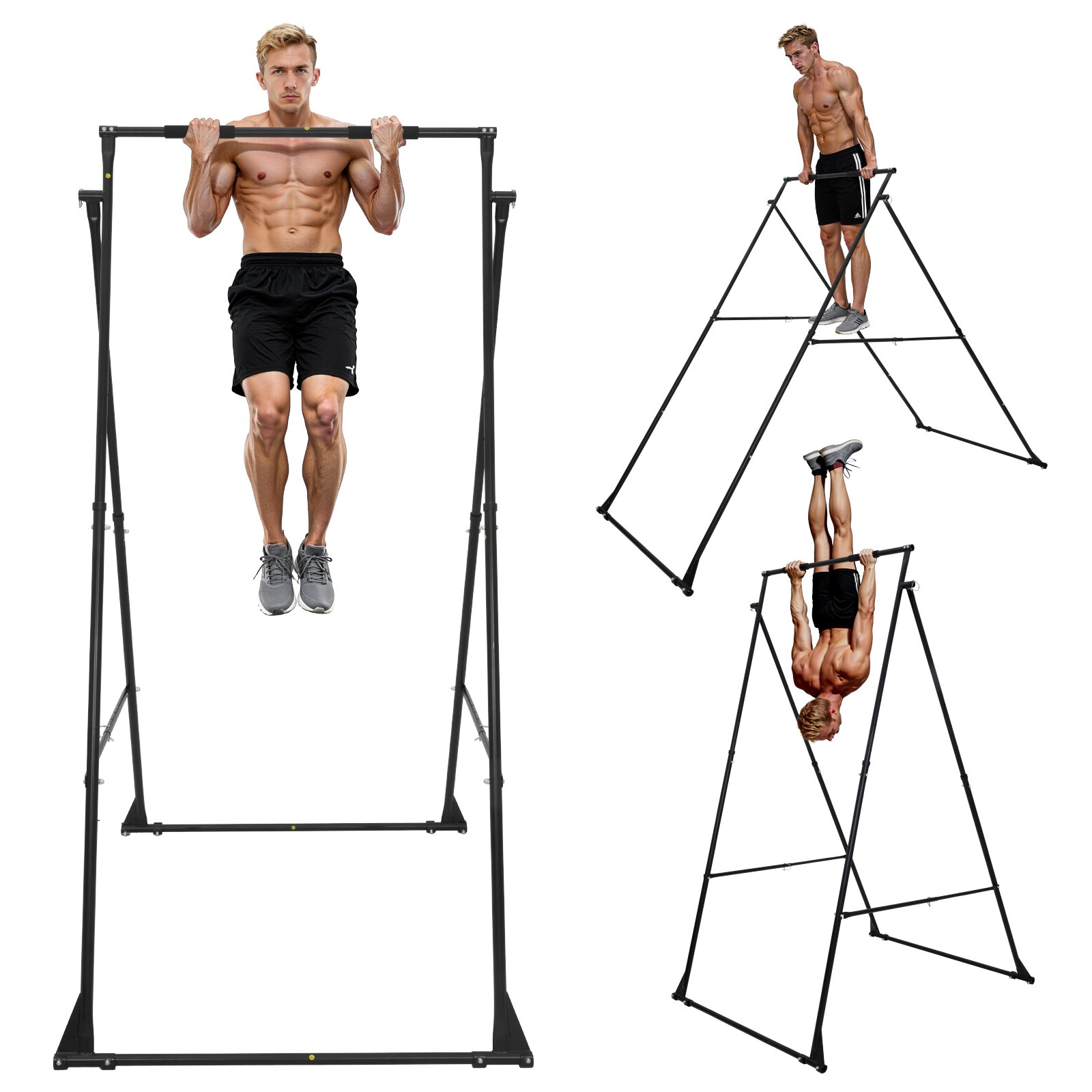 VEVOR Soporte de Yoga con Estructura para Columpio, Capacidad de Carga Máxima de 200 kg, Espuma EVA, Ajuste Horizontal de 4 Posiciones y Ajuste Vertical de 6 Posiciones, 1750 x 1300 x 2400 mm