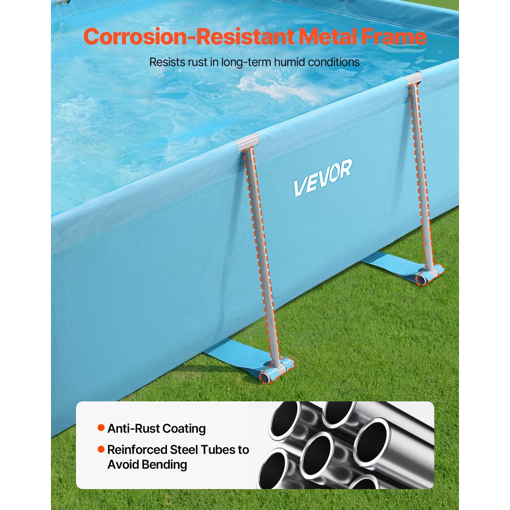 VEVOR Piscina Desmontable Tubular Rectangular 3000 x 2000 x 762 mm Material de 3 Capas Piscina Elevada con Estructura de Acero Marco de Soporte Resistente para Exteriores, Patios, Jardines, Azul
