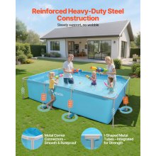VEVOR Piscina Desmontable Tubular Rectangular 3000 x 2000 x 762 mm Material de 3 Capas Piscina Elevada con Estructura de Acero Marco de Soporte Resistente para Exteriores, Patios, Jardines, Azul