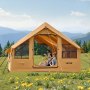 VEVOR Tienda Inflable para Acampar, Carpa Inflable para 5-8 Personas con Bomba Manual, 2 Tragaluces, Toldo, Conector para Estufa, 2 Puertas y Ventanas de Malla, Bolsa de Almacenamiento, Amarillo