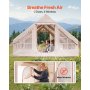 VEVOR Tienda Inflable para Acampar, Carpa Inflable de 4 x 3 x 2 m para 5-8 Personas con Bomba Manual, Conector para Estufa, 2 Puertas y 4 Ventanas de Malla, Bolsa de Almacenamiento, Beige