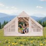 VEVOR Inflatable Camping Tent 4x3x2 m, 5-8 Person, 300D Oxford Glamping Tent with Stove Connection, Hand Pump, 2 Doors & 4 Mesh Windows, incl. Storage Bag for Easy Transport