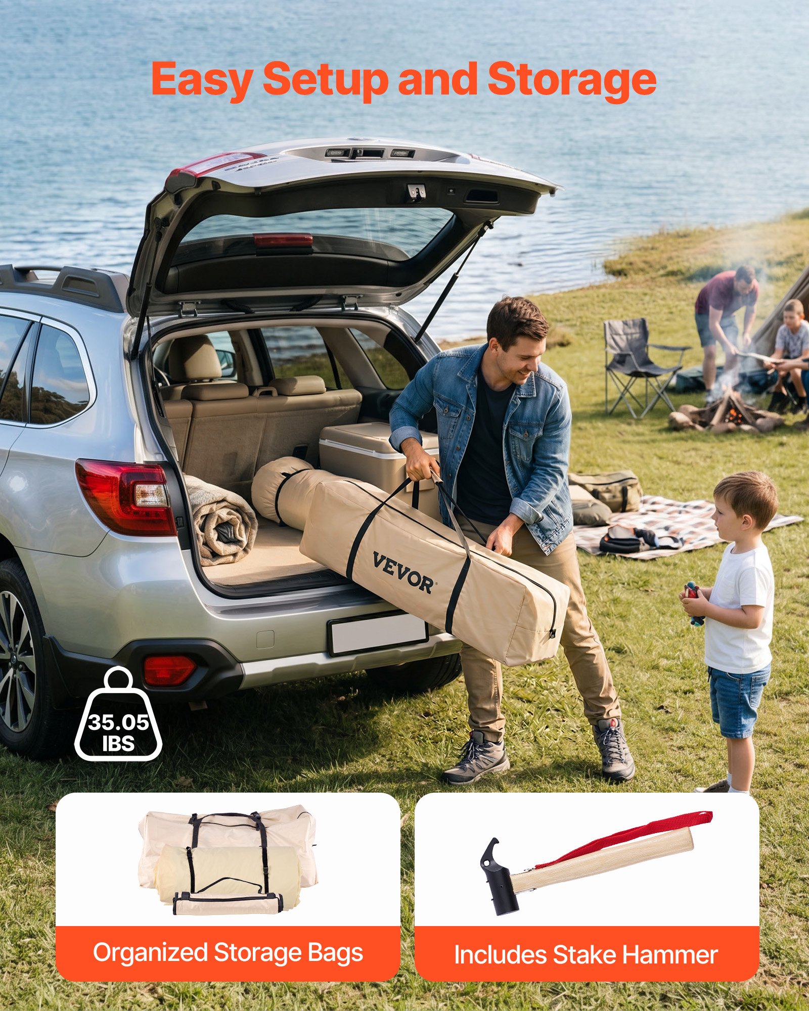 VEVOR Tienda de Campaña para 2-3 Personas, Carpa Yurta de Tela Oxford Impermeable,con Cubierta de Lluvia Salida de Humos Suelo Desmontable Ventana de Malla, para Glamping Camping Outdoor Viajes, Beige