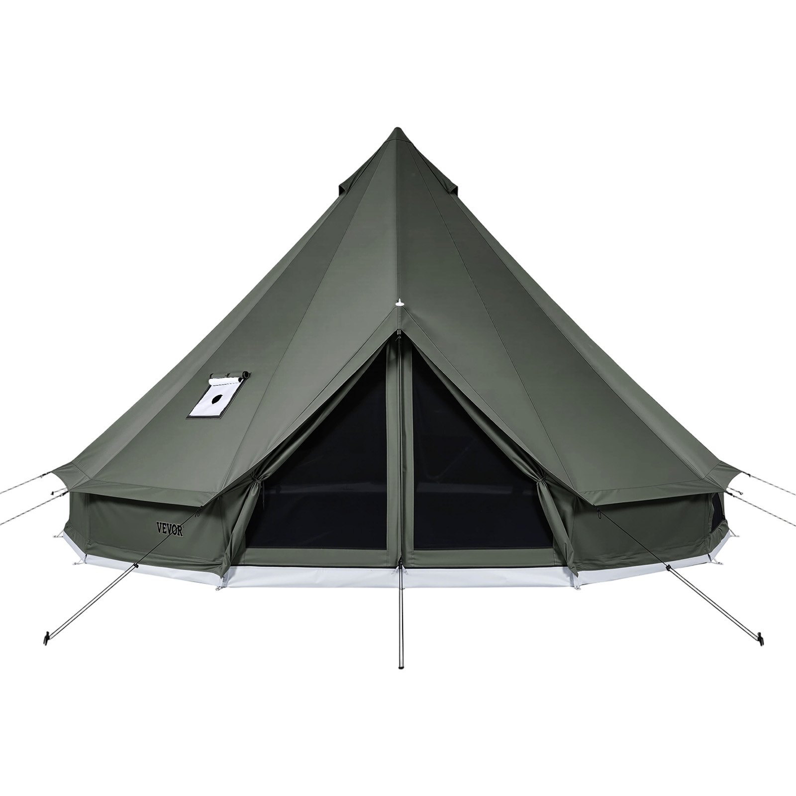 VEVOR Tienda de Campaña, Capacidad de 5-7 Personas, Carpa de Polialgodón, con Salida de Humos Suelo Desmontable con Cremallera, Kit de Accesorios de Montaje, para Camping Glamping Amigos Festival