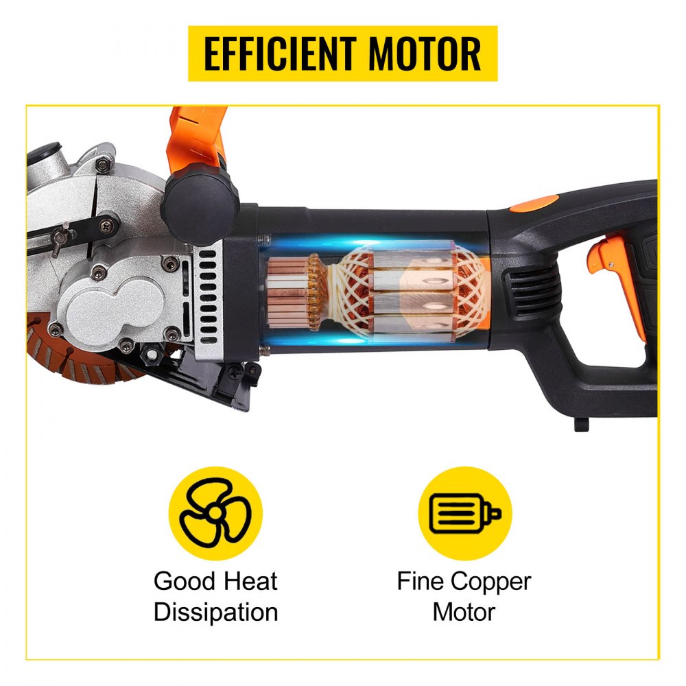 Máquina de Ranurado de Pared 360°, 4800 W 220 V 6000 r/min Ranuradora de Pared Eléctrica, Diámetro de Hoja de Sierra 133 mm Rozadora Ranuradora para Cortar Hormigón, Mármol, Granito, Ladrillos