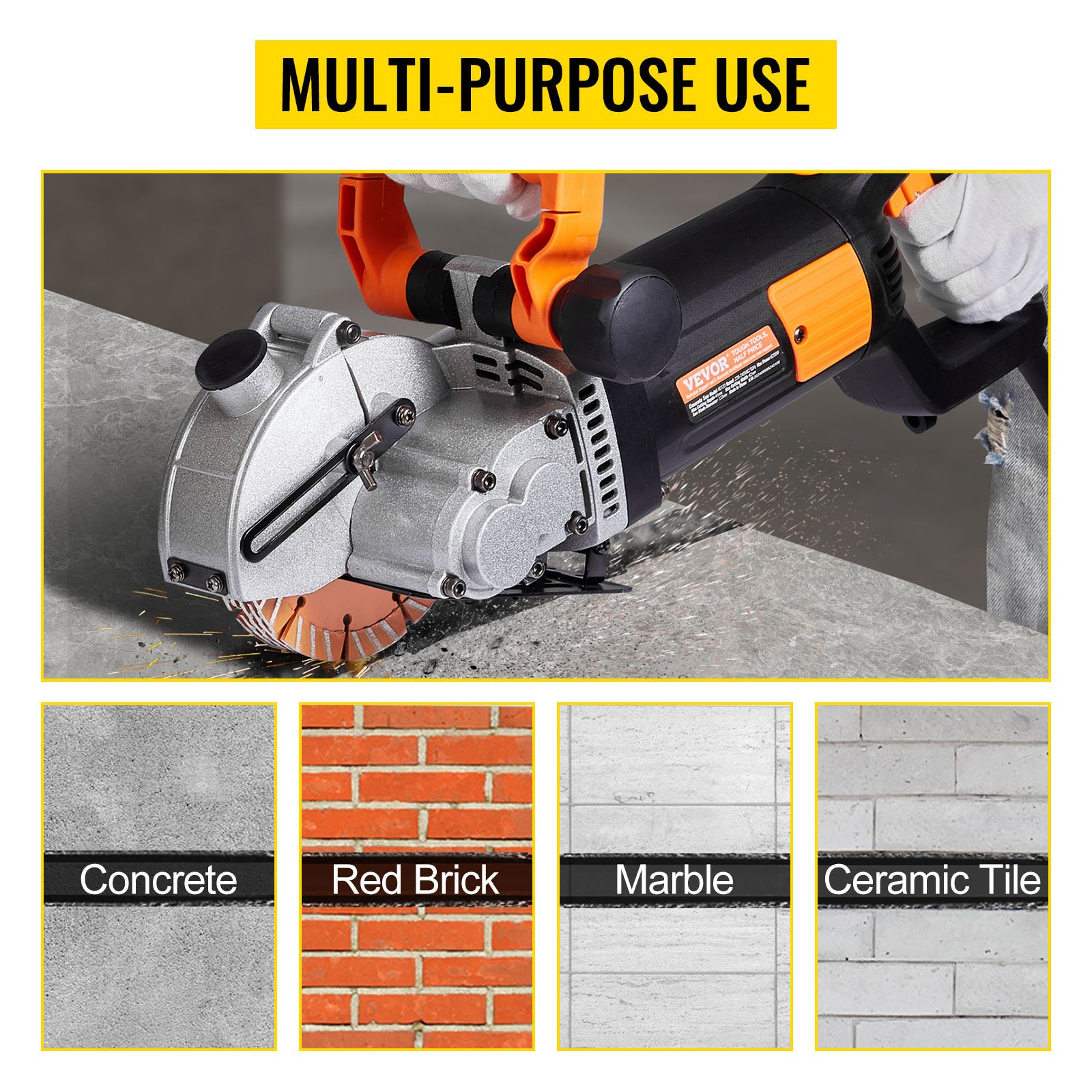 Máquina de Ranurado de Pared 360°, 4800 W 220 V 6000 r/min Ranuradora de Pared Eléctrica, Diámetro de Hoja de Sierra 133 mm Rozadora Ranuradora para Cortar Hormigón, Mármol, Granito, Ladrillos