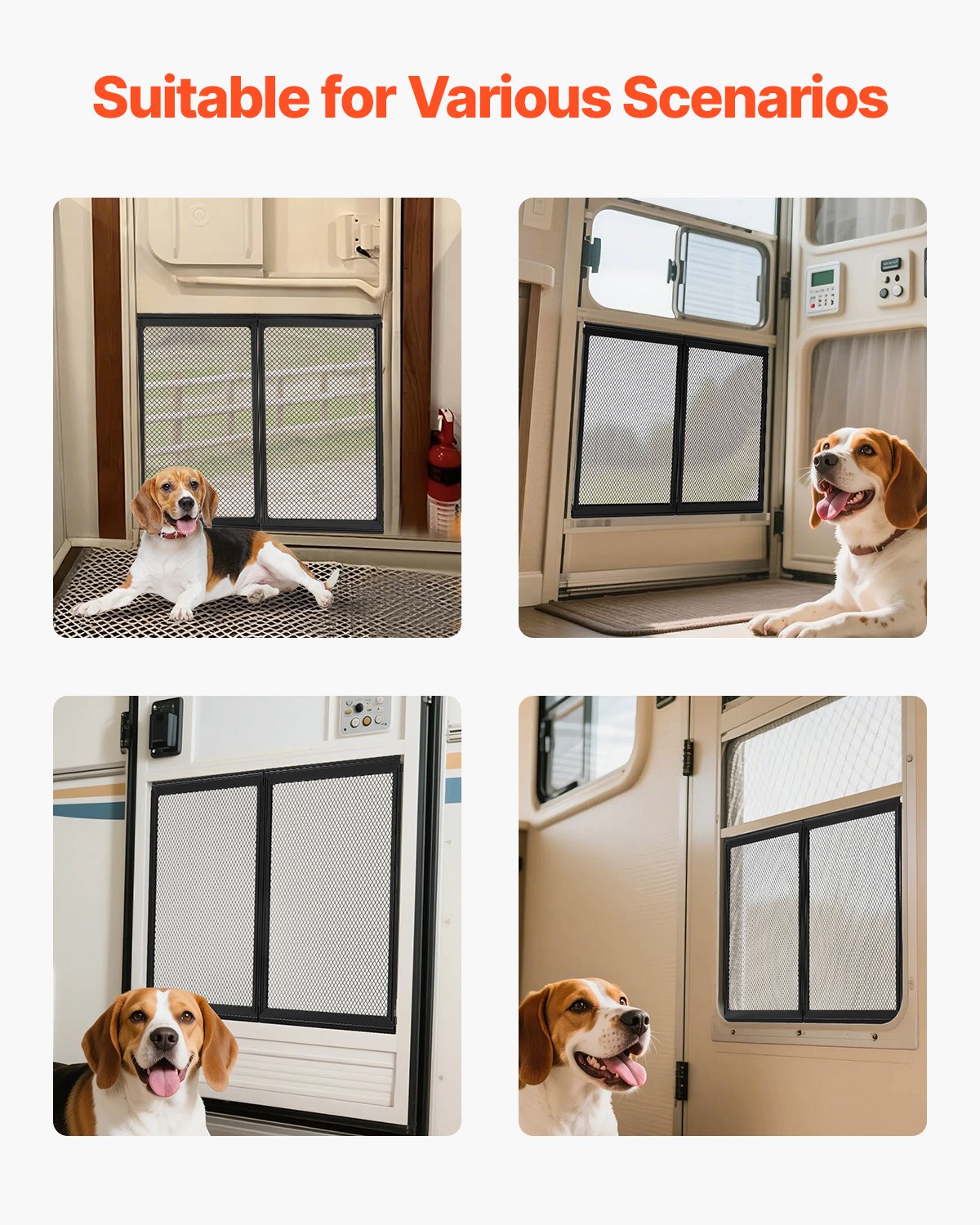 VEVOR Fly Screen Caravan Door (571.5 x 508 mm) Door Screen, Reinforced & Breathable Protective Net, Motorhome Entry Protection for Pet Protection
