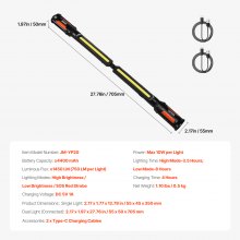 VEVOR Luz de Trabajo Debajo del Capó 1450lm 4400mAh Luz LED Magnética Recargable