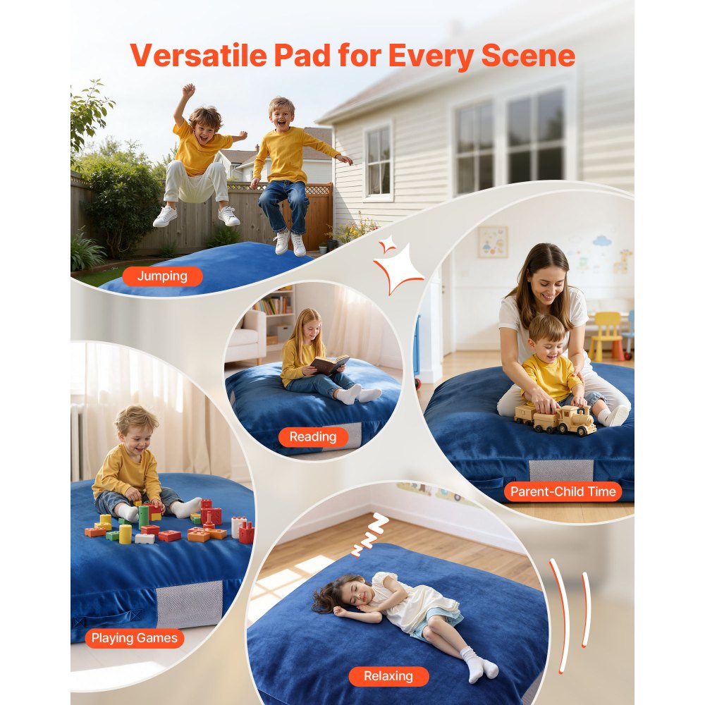 VEVOR Almohadilla de Choque para Niños 1500 x 1500 mm, Crash Pad Sensorial Infantil Impermeable, Antideslizante con Funda Lavable, Espuma de Alta Densidad para Sala de Estar, Preescolar, Zona de Juego