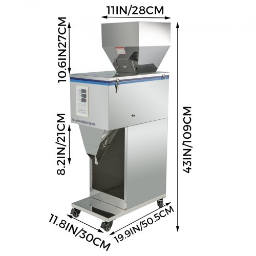 VEVOR Máquina de Envasado de Partículas 20-5000g Subpaquete de Partículas 5-25kg Función de Pesaje y Llenado de la Tolva para Polvo Fino Café en Polvo