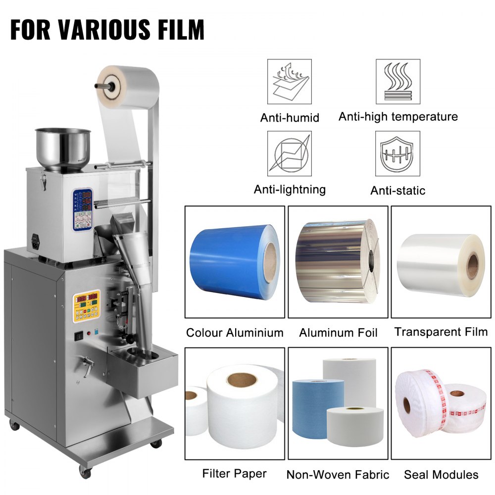 VEVOR Máquina de Llenado de Polvo Automática 1-200 g, Máquina de Pesaje y Embalaje de Partículas Automática para Cereales Harina Semillas 8-12 bolsas / min, Máquina de Pesaje y Embalaje 220 V 120 W