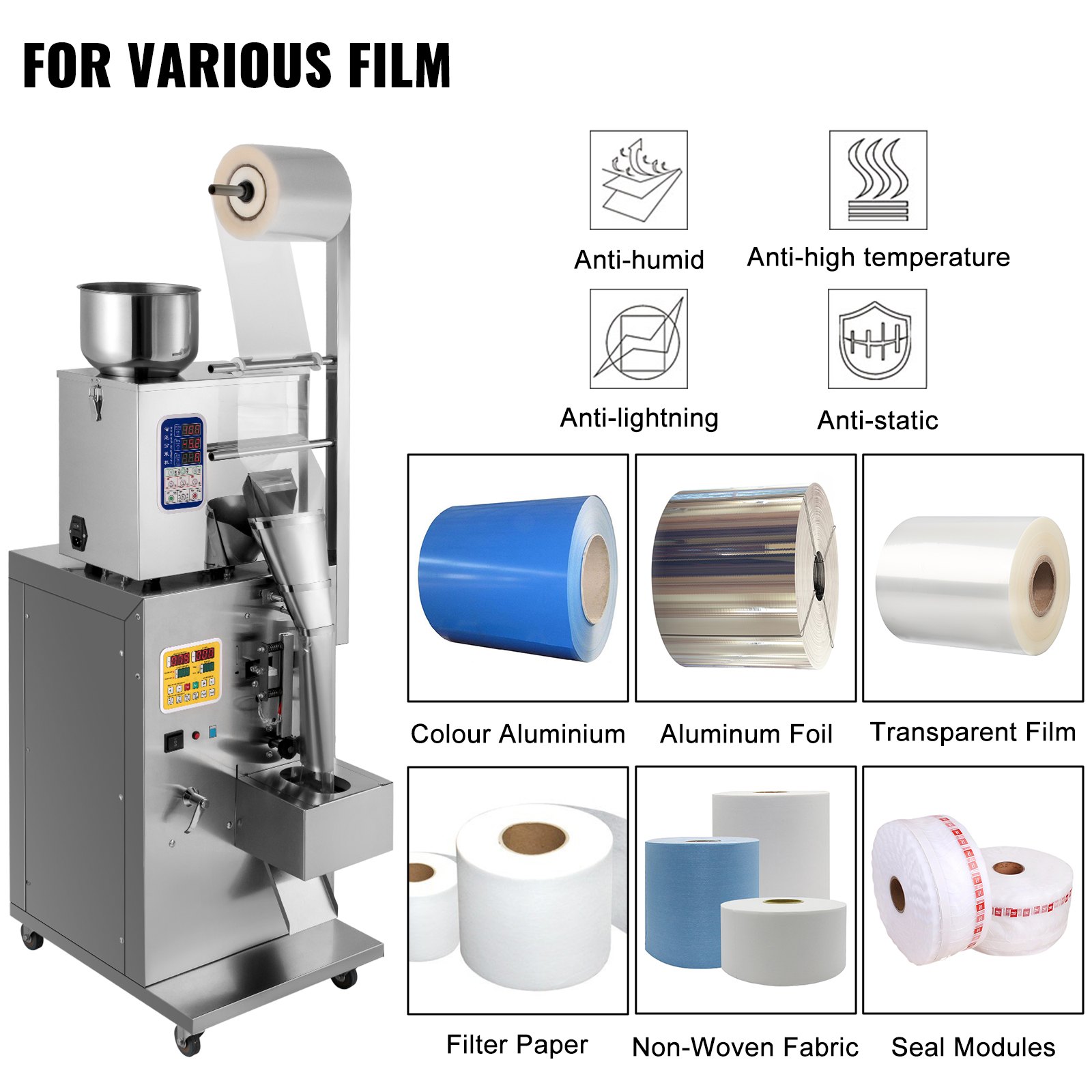 VEVOR Máquina de Llenado de Polvo Automática 1-200 g, Máquina de Pesaje y Embalaje de Partículas Automática para Cereales Harina Semillas 8-12 bolsas / min, Máquina de Pesaje y Embalaje 220 V 120 W