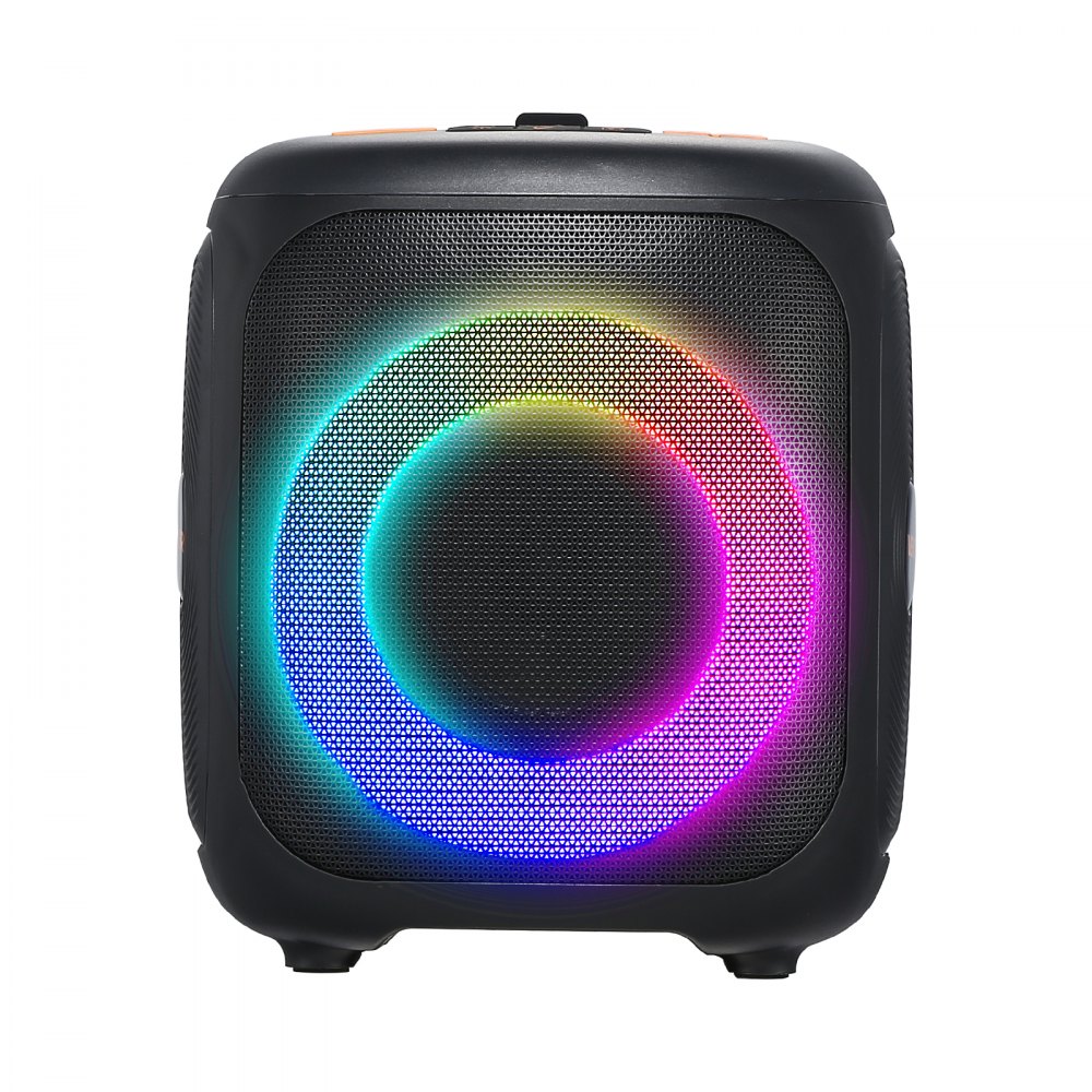 VEVOR Máquina de Karaoke de Adultos, 15 W Altavoz Bluetooth de 101,6 mm con 2 Micrófonos Inalámbricos, Luz LED, Función TWS, Asa, Compatible con Tarjeta Micro TF, USB, AUX para Karaoke en Casa