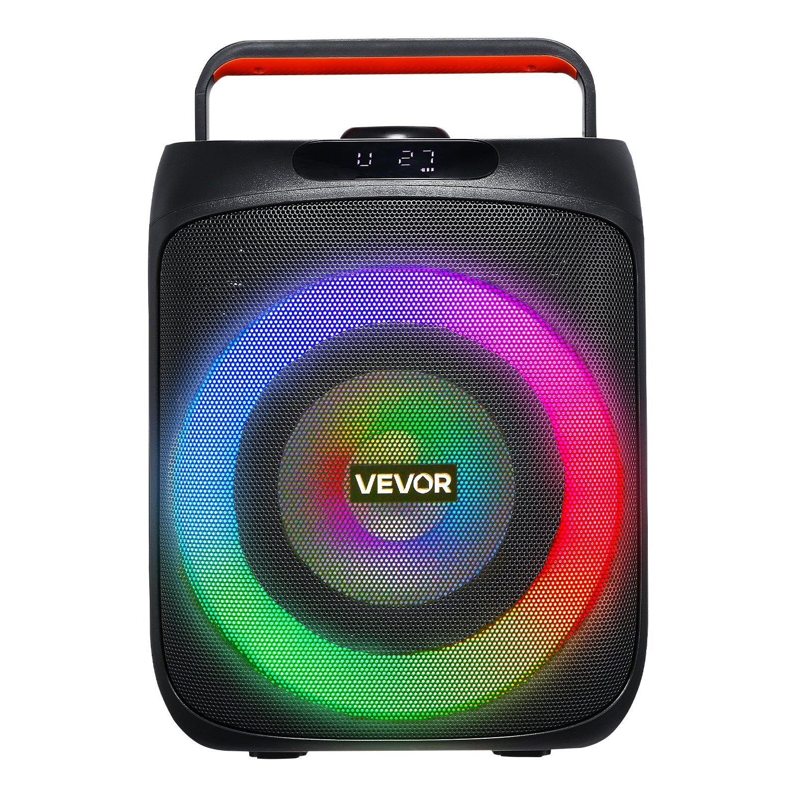 VEVOR Máquina de Karaoke para Adultos, 30 W Altavoz Bluetooth de 165,1 mm con 2 Micrófonos Inalámbricos, Luz LED, Función TWS, Asa, Compatible con Tarjeta Micro TF, USB, AUX para Karaoke en Casa