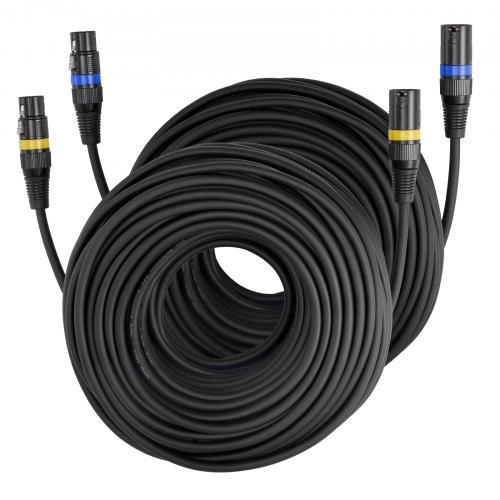 VEVOR Cable XLR 30,48 m, Cables de Micrófono DMX Balanceados Macho a Hembra, 3 Pines Chapados en Oro para Micrófono y Altavoz, para Iluminación de Escenario, Amplificadores y Mezcladores, 2 uds