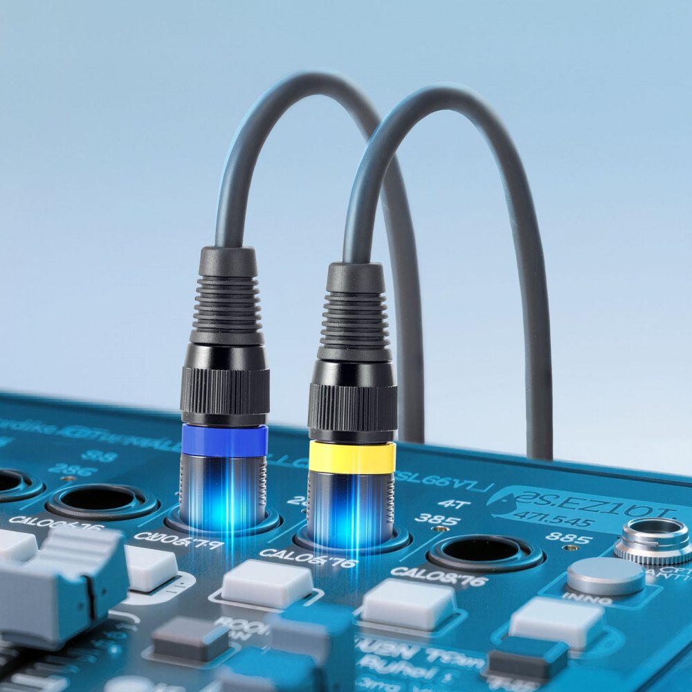 VEVOR Cable XLR 30,48 m, Cables de Micrófono DMX Balanceados Macho a Hembra, 3 Pines Chapados en Oro para Micrófono y Altavoz, para Iluminación de Escenario, Amplificadores y Mezcladores, 2 uds