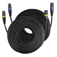 VEVOR Cable XLR 30,48 m, Cables de Micrófono DMX Balanceados Macho a Hembra, 3 Pines Chapados en Oro para Micrófono y Altavoz, para Iluminación de Escenario, Amplificadores y Mezcladores, 2 uds