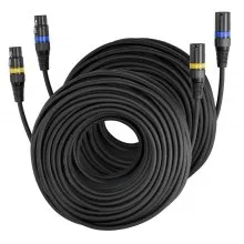 VEVOR Cable XLR 30,48 m, Cables de Micrófono DMX Balanceados Macho a Hembra, 3 Pines Chapados en Oro para Micrófono y Altavoz, para Iluminación de Escenario, Amplificadores y Mezcladores, 2 uds