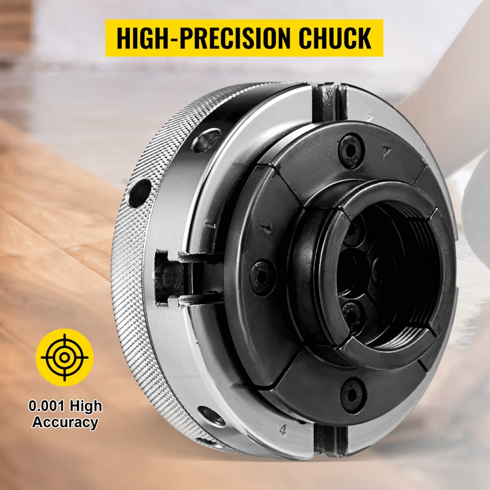 Chuck de Torno Autocentrante de 4 Pulgadas 100mm 4 Mordazas con Rosca de 1 Pulgada x 8TPI