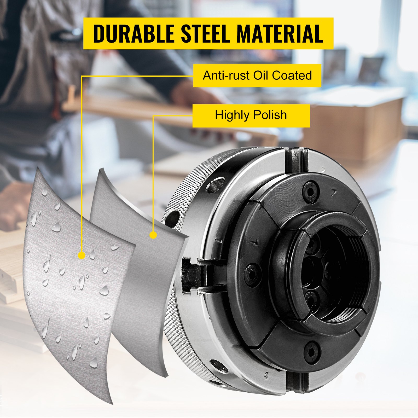 Chuck de Torno Autocentrante de 4 Pulgadas 100mm 4 Mordazas con Rosca de 1 Pulgada x 8TPI