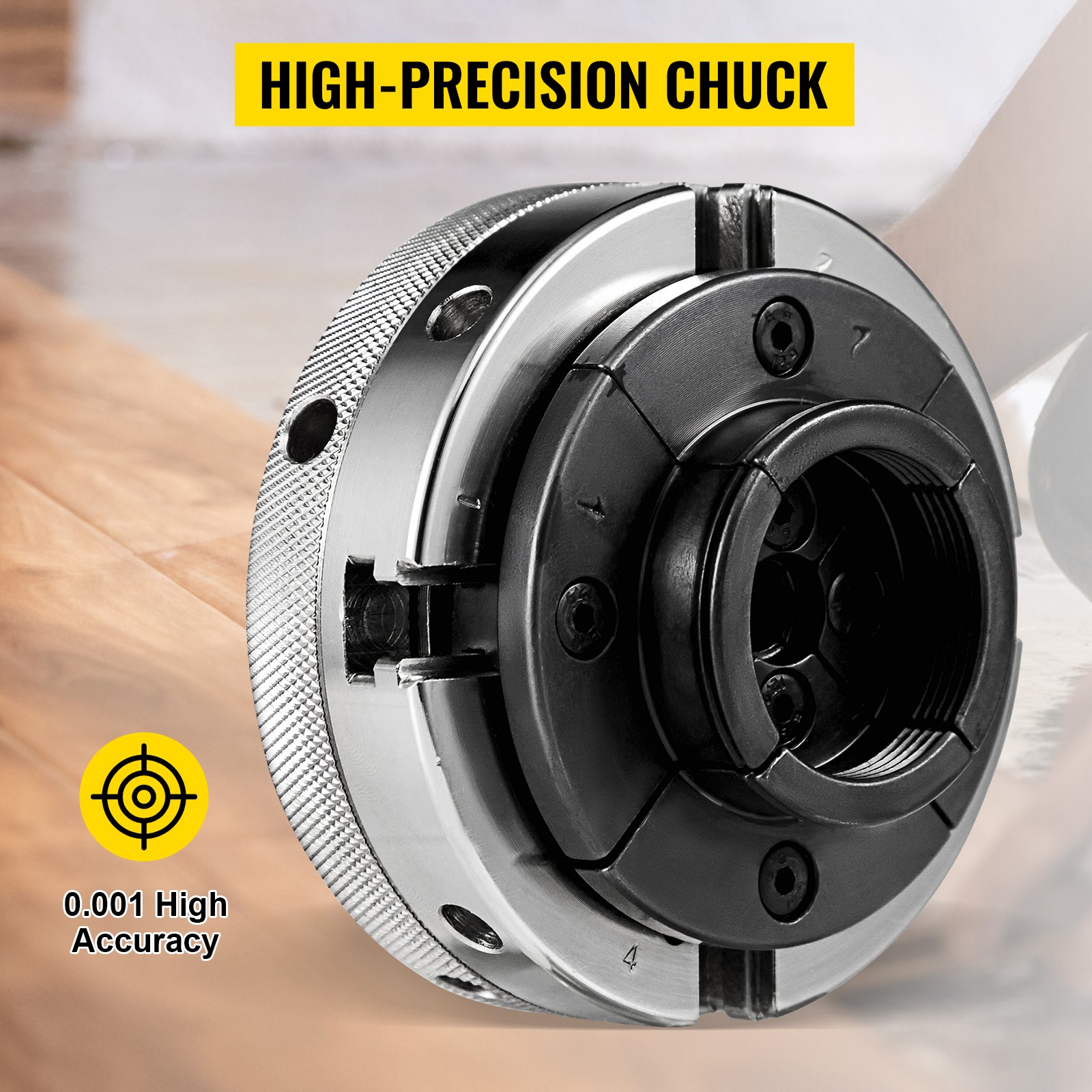 Chuck de Torno Autocentrante de 4 Pulgadas 100mm 4 Mordazas con Rosca de 1 Pulgada x 8TPI