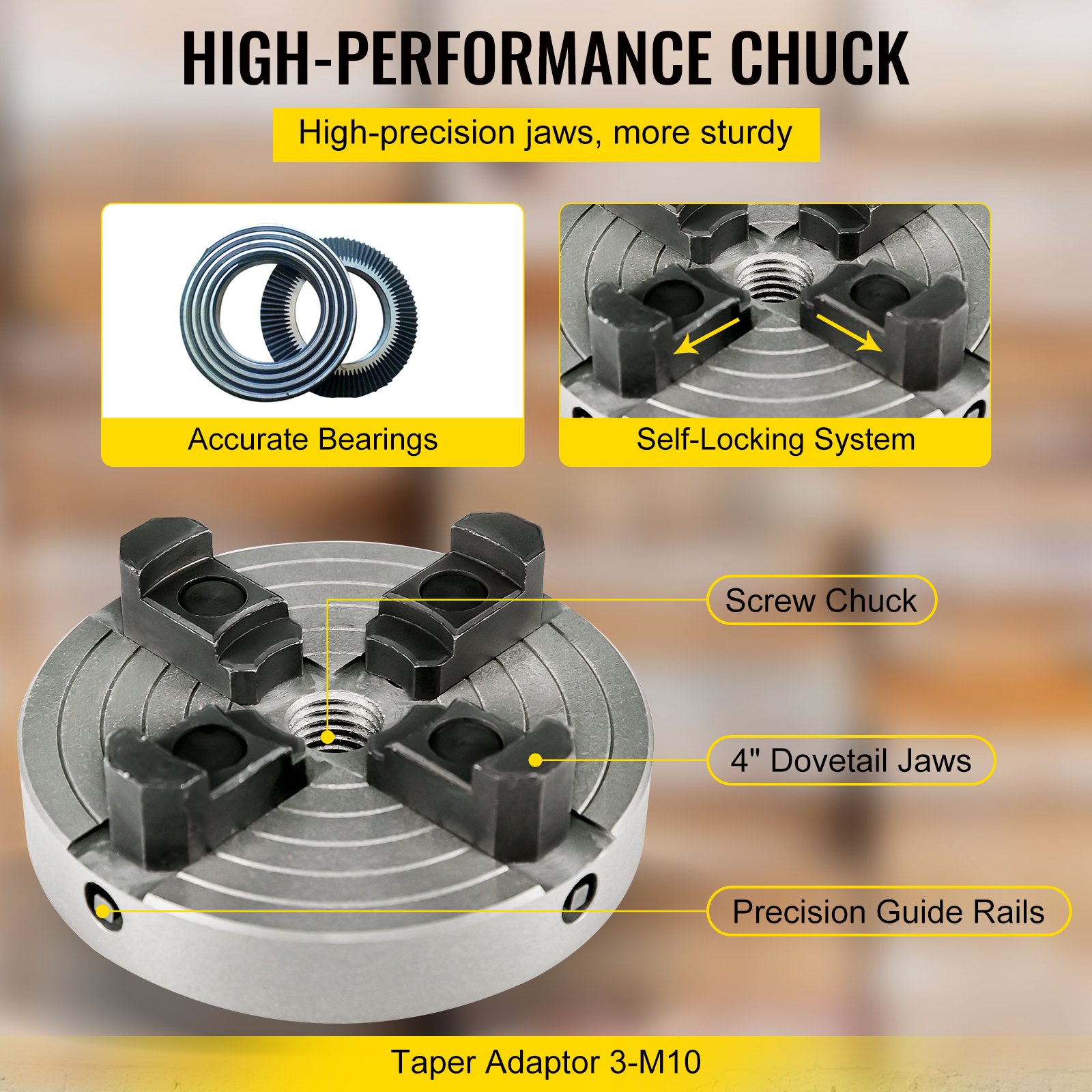 Mandril Reversible Independiente De 6" 4 Mordazas Torno Chuck De Acción Simple