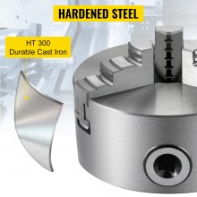 VEVOR K11-125 Mandril de Torno de 3 Mordazas, Portabrocas de torno autocentrante, Mandíbula Externa Mandril CNC, Torneadora de Madera Rectificadora de Acero Endurecido Semi-Acero Alta Precisión
