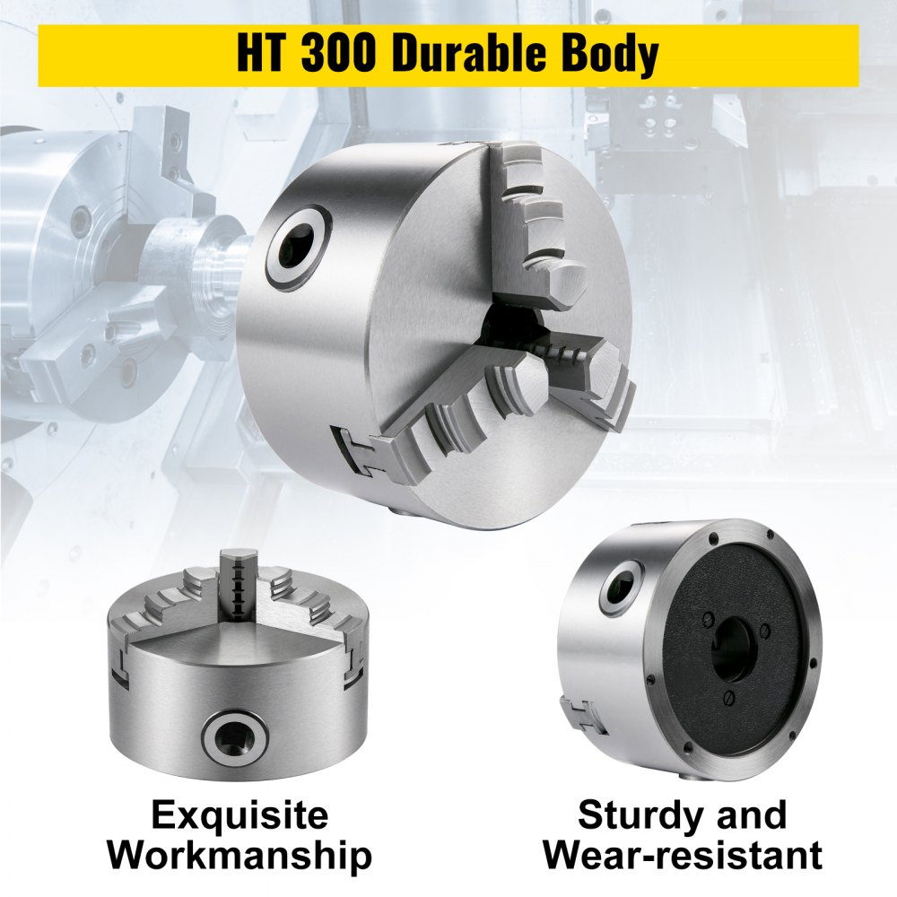 Vevor Mandril De Torno De Metal 160 Mm Torno Mandril Autocentrado 3 Mordazas