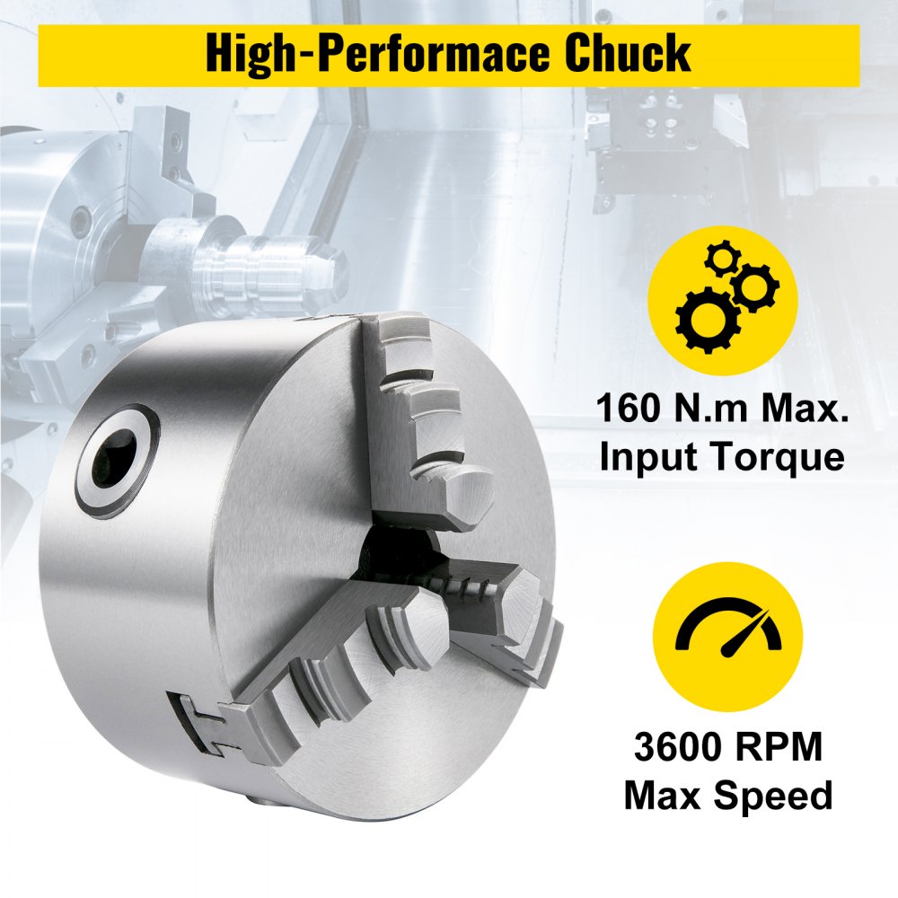Vevor Mandril De Torno De Metal 160 Mm Torno Mandril Autocentrado 3 Mordazas