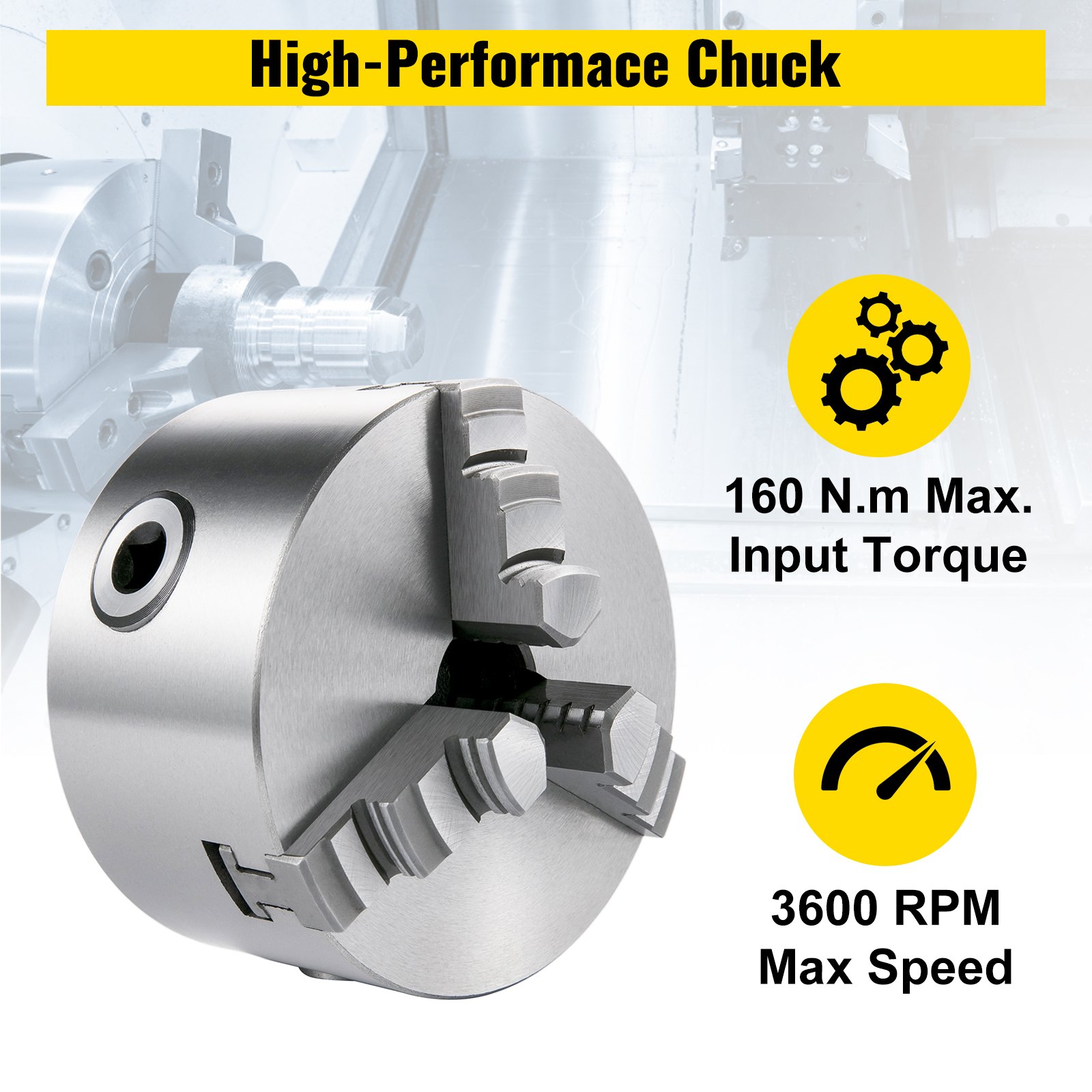 Vevor Mandril De Torno De Metal 160 Mm Torno Mandril Autocentrado 3 Mordazas
