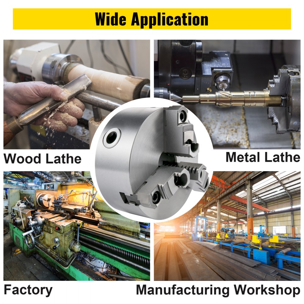 Vevor Mandril De Torno De Metal 200 Mm Torno Mandril Autocentrado 3 Mordazas