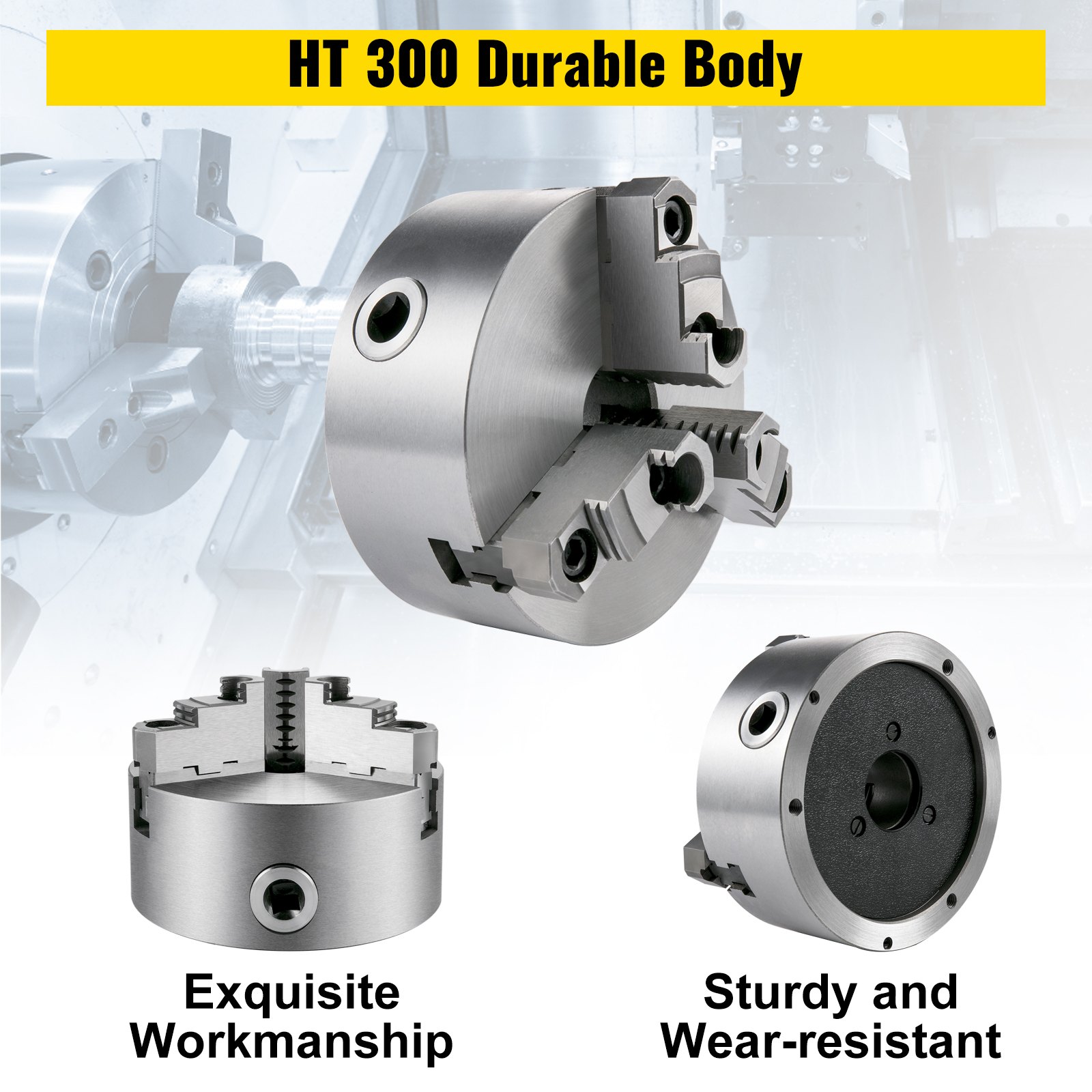 Vevor Mandril De Torno De Metal 200 Mm Torno Mandril Autocentrado 3 Mordazas