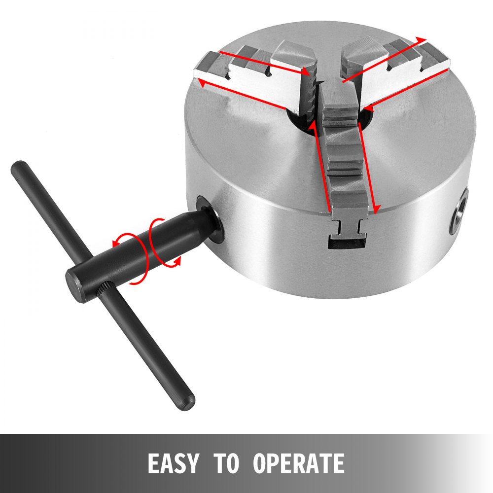 Mandril Para Torno Autocentrante Con 3 Mordazas 80 Mm K11-80 Reversible