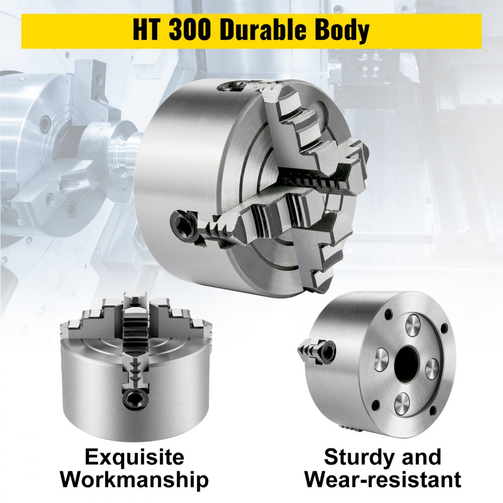 Vevor Mandril De Torno De Metal 100 Mm Torno Mandril Autocentrado 4 Mordazas